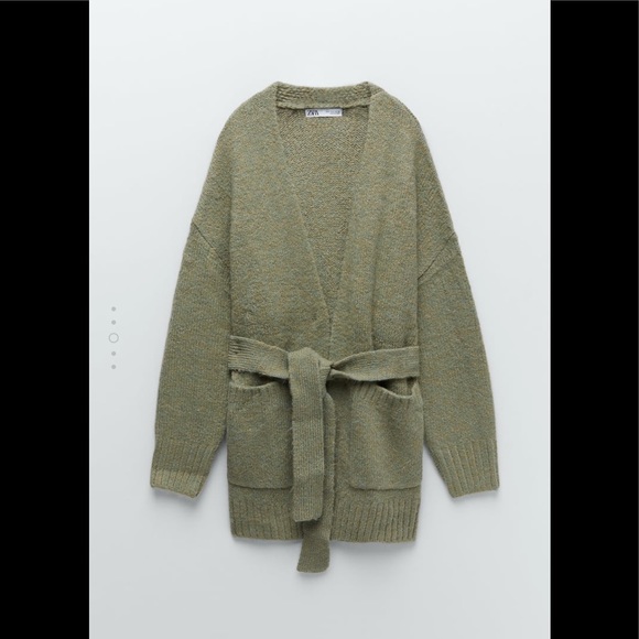Wrap zara green sweater cardigan size M - Picture 2 of 2